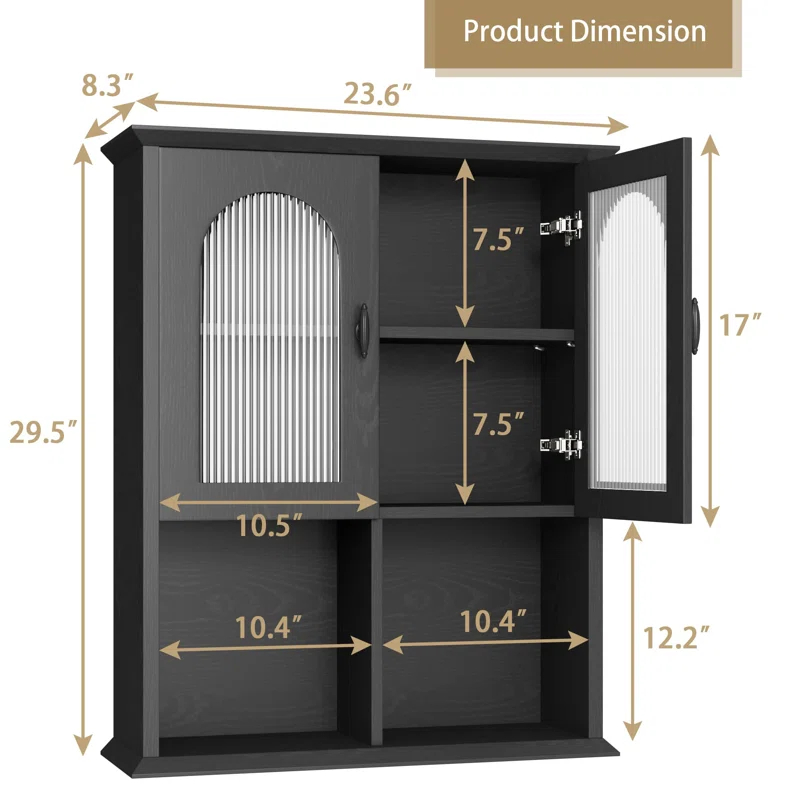 Red Barrel Studio® Bathroom Wall Cabinet with Fluted Door