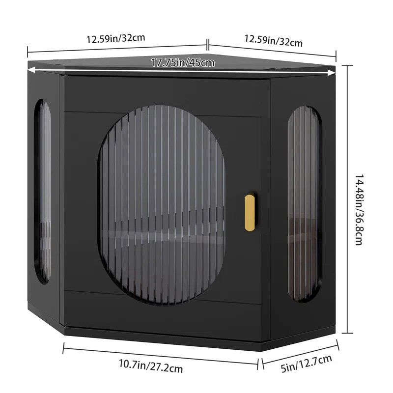 Hokku Designs Corner Bread Storage Container Double Layer Wooden Breadbox Homemade Bread Loaf Bin Farmhouse Coffee Bar Pantry Shelf With Acrylic Window, Black