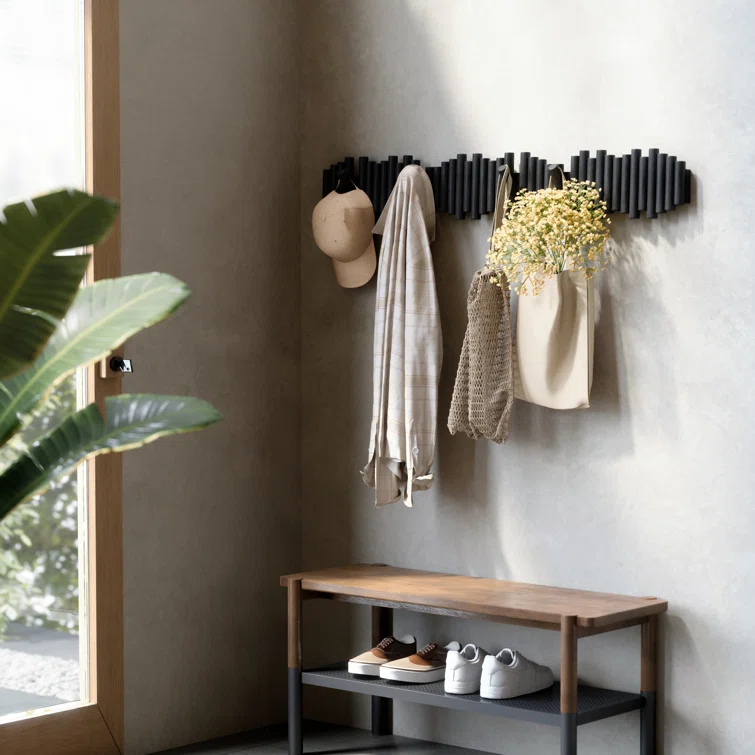 5 - Hook Solid Wood Coat Rack