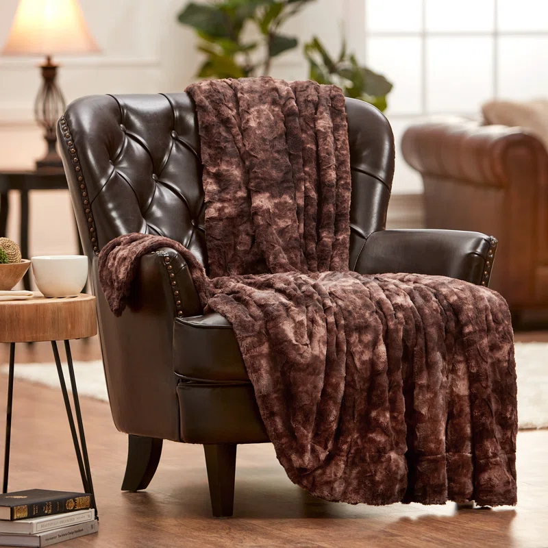 Chanasya Double Sided Wolf Oversized Faux Fur Wolf Blanket