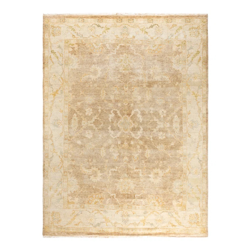 Oushak One-of-a-Kind Hand-Knotted Area Rug - Beige, 8' 3" x 10' 4"