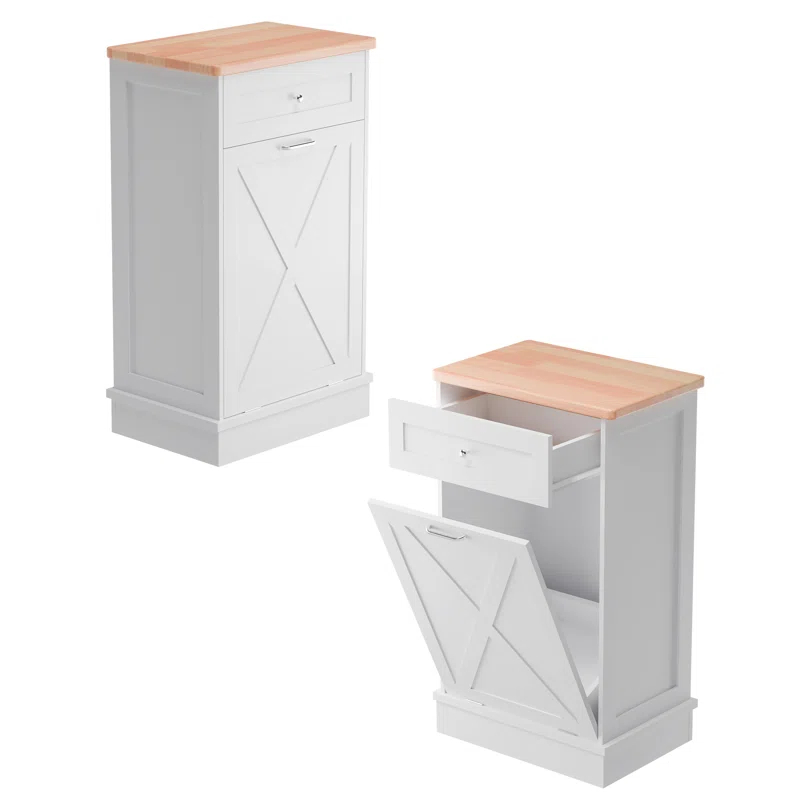 Aeloxis Havant Tilt Out Trash Cabinet 10 Gallon Wooden Free Standing (Not include trash can)