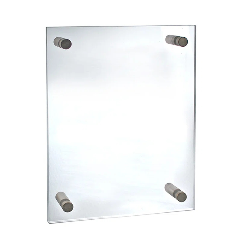 Azar Displays Floating Acrylic Wall Frame with Silver Stand Off Caps: 11" x 17" Graphic Size, Overall Frame Size: 15" x 21"