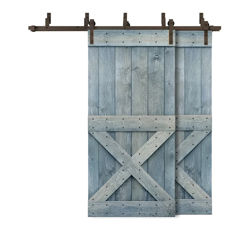 Calhome 84'' Solid Wood Paneled Painted with Installation Hardware Kit Barn Door