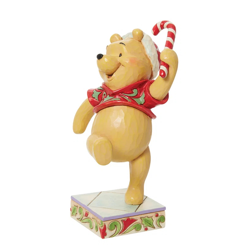 Jim Shore Disney Traditions Jim Shore Pooh Christmas Candycane Figurine 5.5in H