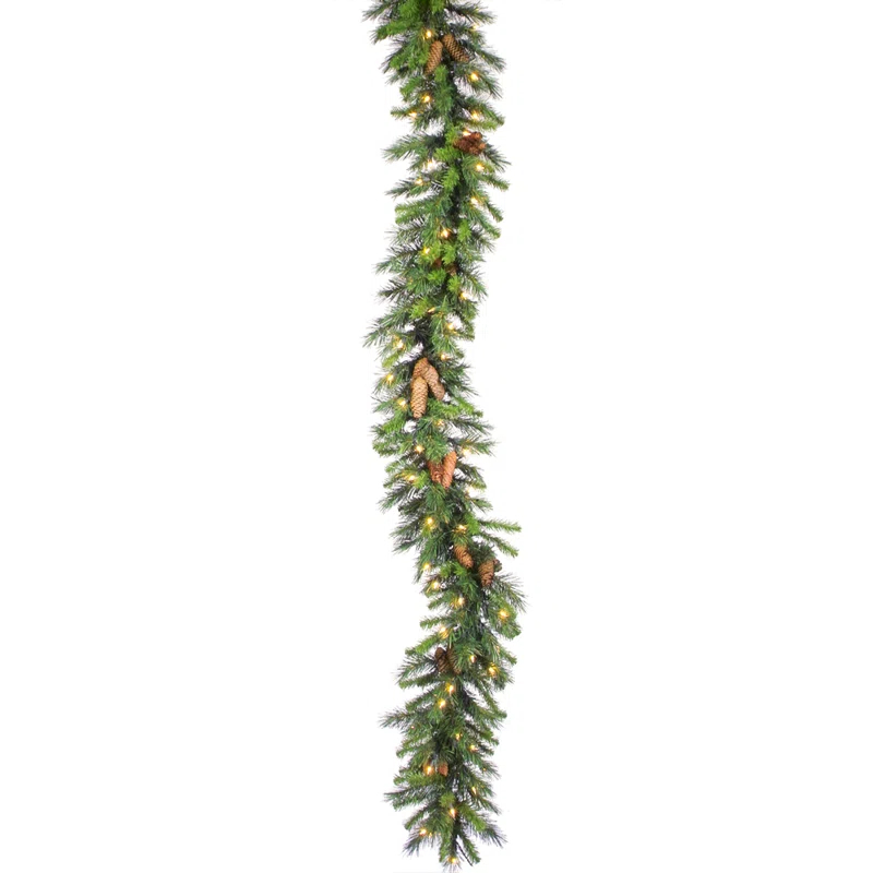 50' x 12" Pre-Lit Black River Pine Artificial Christmas Garland Warm White LED Lights