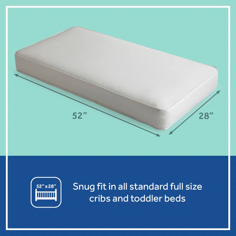Sealy Baby Sealy Baby Posture Perfect 2 Stage Breathable Crib Mattress & Toddler Mattress, Hybrid Design, GREENGUARD GOLD Certified, 52"x28"
