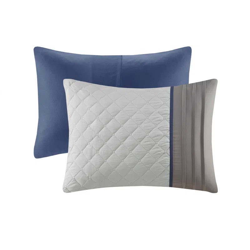 Madison Park Jenson 7 Piece Color Block Stripe Comforter Set with Throw Pillows