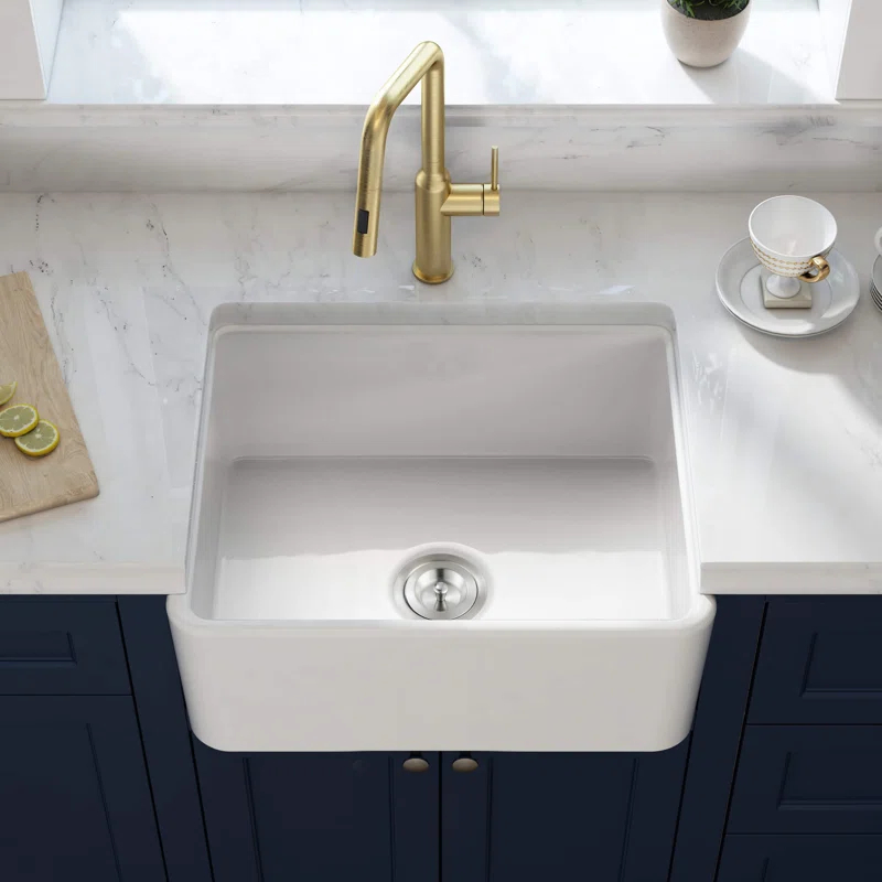 KIBI K2-SF24 Pure 24" W Single Bowl Fireclay Farmhouse Kitchen Sink