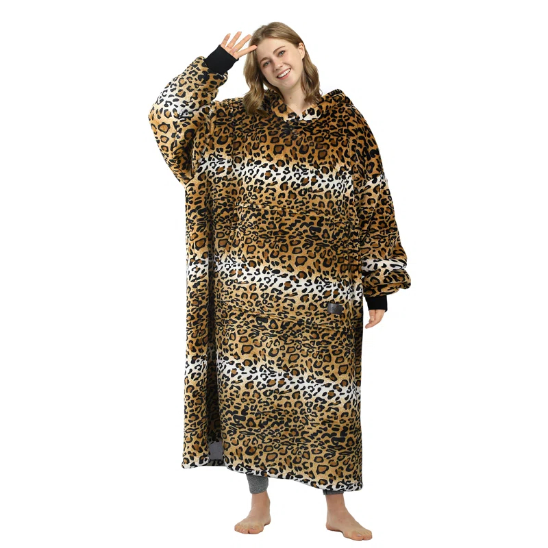Catalonia Full Body Blanket Hoodie Sweatshirt, Extra Long Oversized Comfortable Sherpa Lounging Pullover