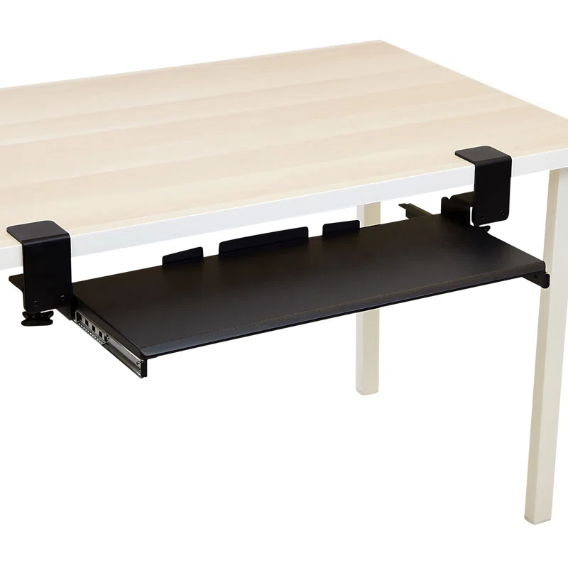 Mount-It! Clamp Keyboard Tray | Ergonomic Under Desk Pull Out Keyboard and Mouse Platform | Black