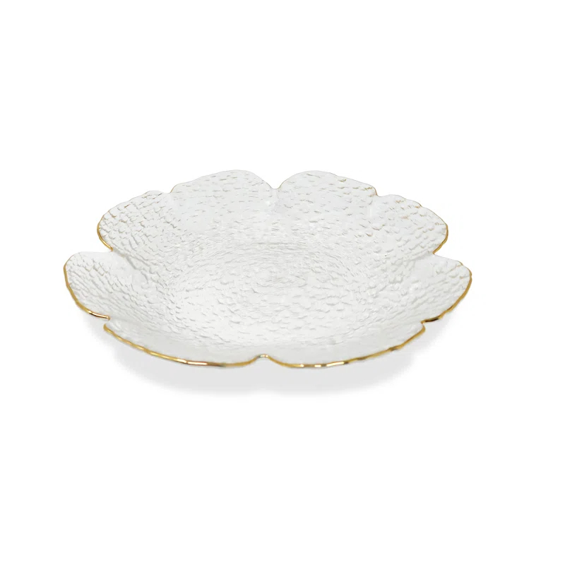 Rosdorf Park Damion Flower Shaped Plate With Gold Rim-9.5"D (Set of 4)