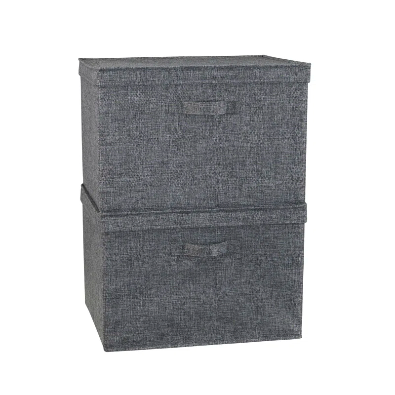 Household Essentials Household Essentials Wide Storage Box Fabric Bin (Set of 2)