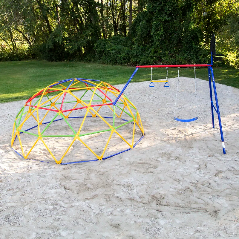 Skywalker Sports Geo Dome Climber Swing Set, Jungle Gym for Kids Outdoor Backyard with Basketball Hoop, Swing Bar