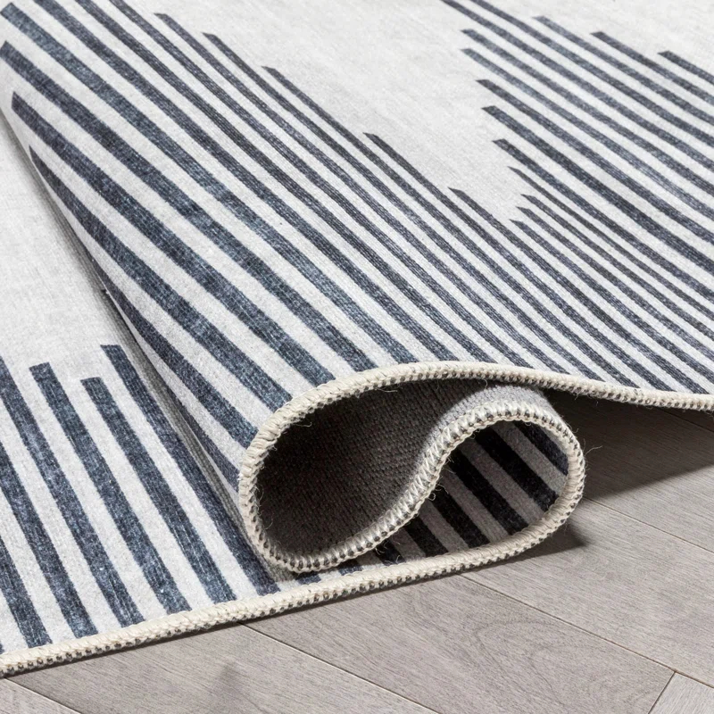 Trinx Kehr Bree Moroccan Diamond Stripes Ivory Grey Area Flat-Weave Rug