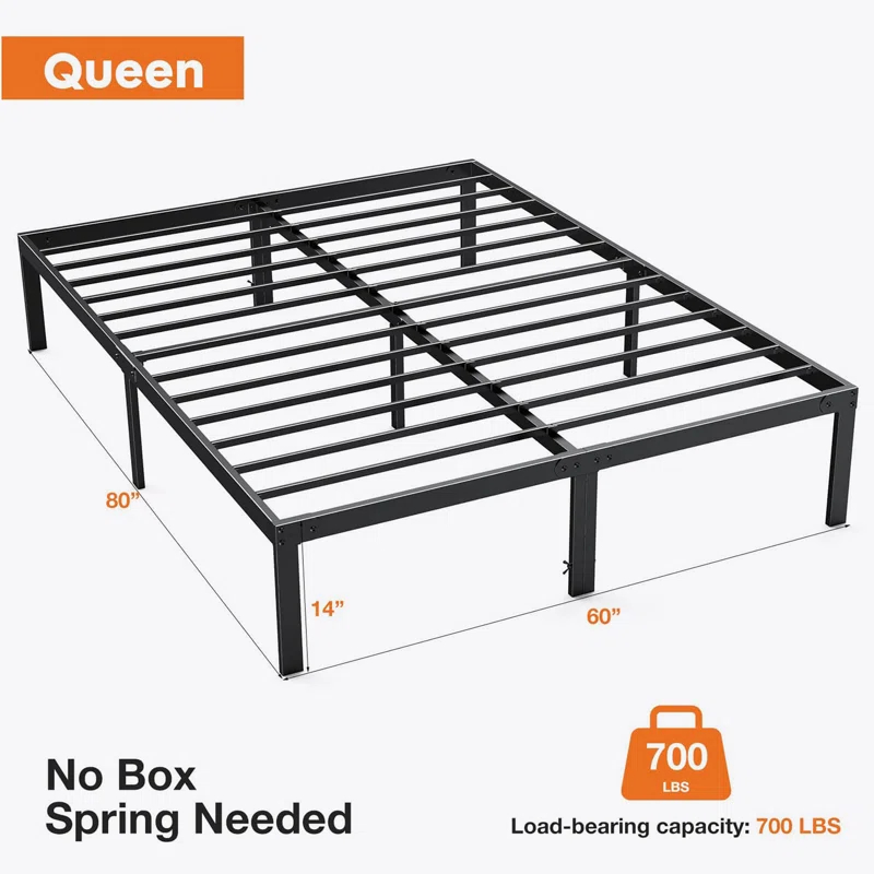 Ebern Designs Heavy Duty Metal Bed Frame with Sturdy Steel Slat Support