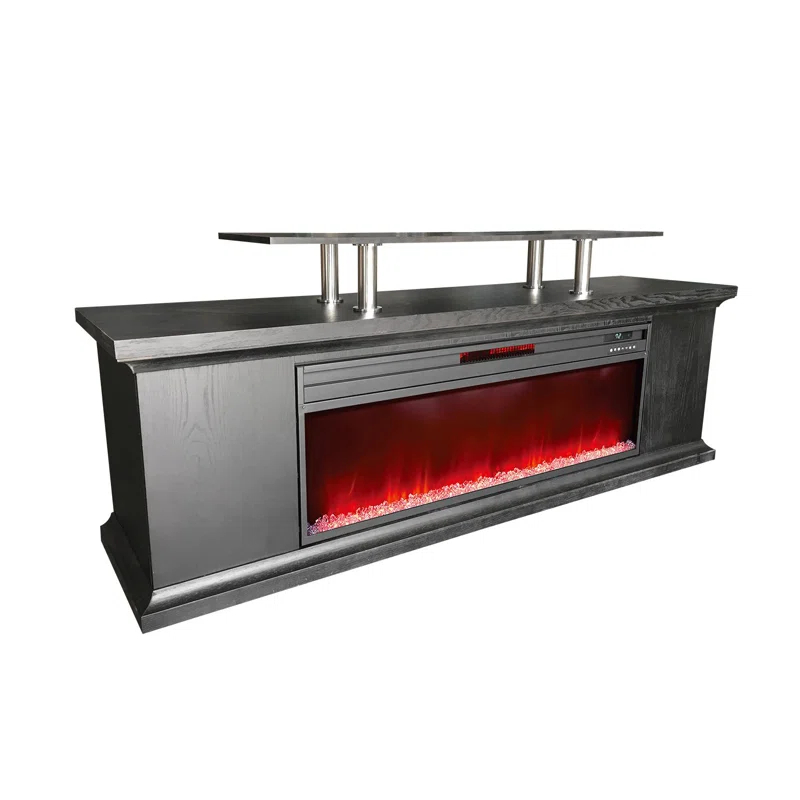 Lifesmart TV Stand for TVs up to 72" with Electric Fireplace Included