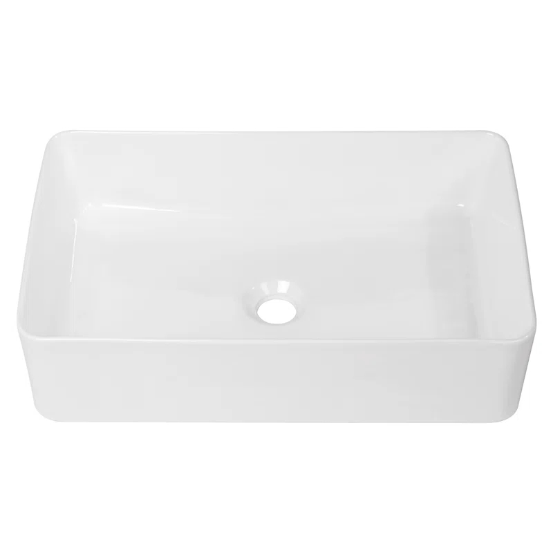 LEPUDAY LPD21VS14MP LEPUDAY 5.5'' White Ceramic Rectangular Bathroom Sink