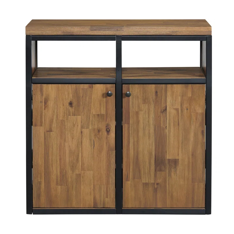 Alaterre Lloyd 31" Wide Rustic Industrial Metal Frame Shoe Storage Cabinet