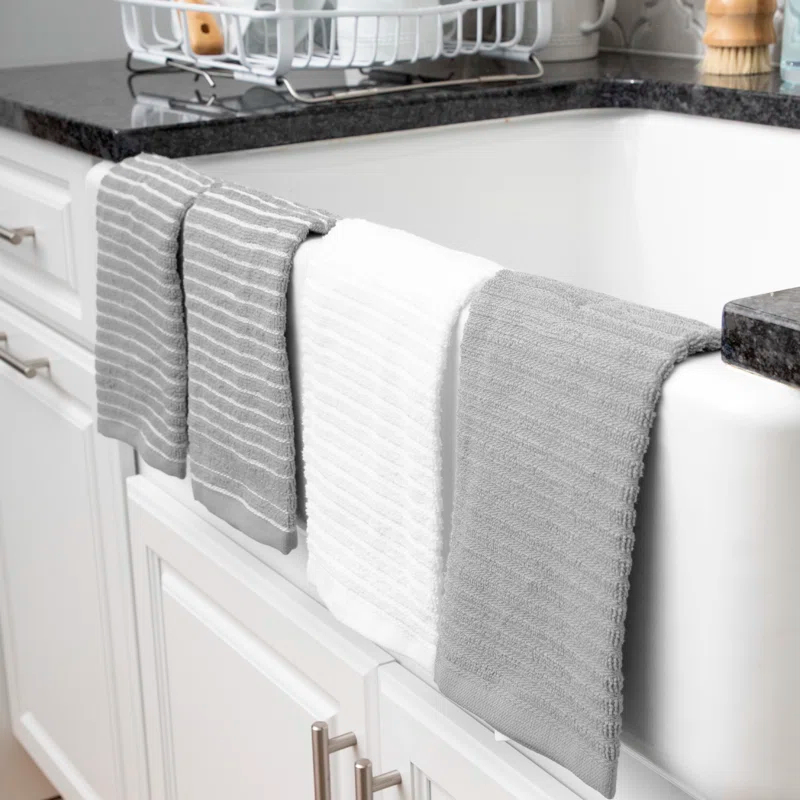 RITZ Cotton Stripe Tea Towel Kitchen Towel (Set of 4)