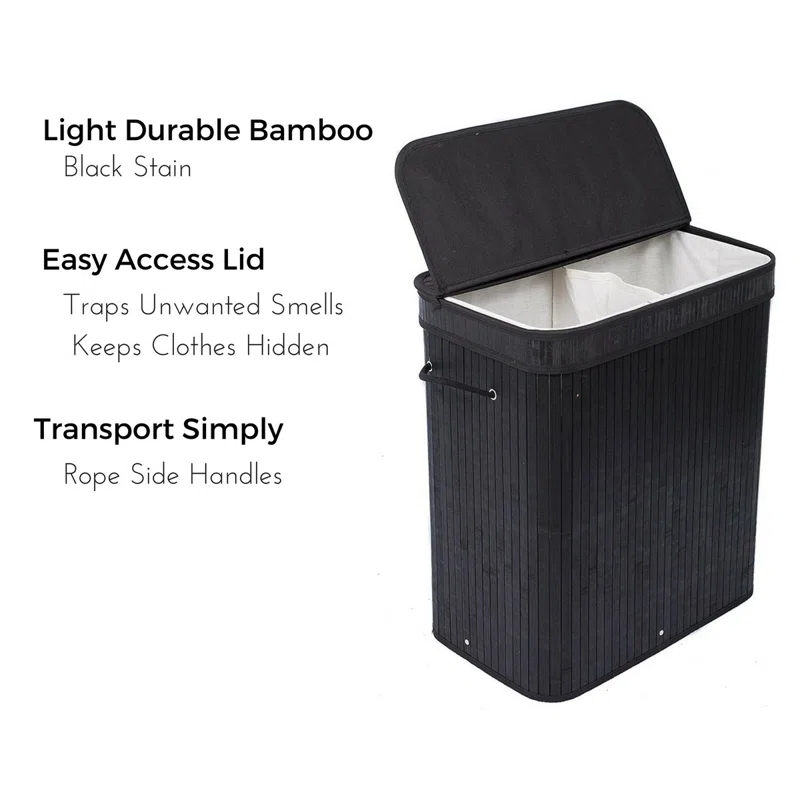 BirdRock Home Bamboo Laundry Sorter with Handles