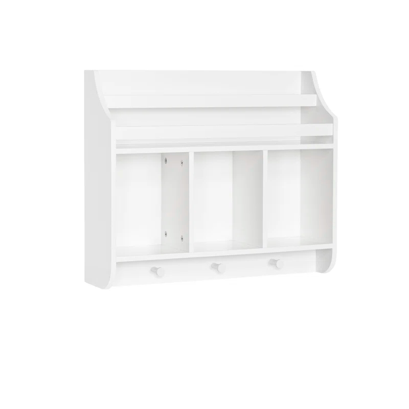 RiverRidge Home RiverRidge Kids Wall Mounted Bookshelf and Toy Storage Organizer for Playroom, Nursery, and Reading Book Nook - White