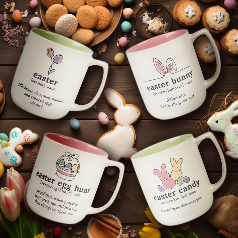 Certified International Easter Words Set of 4 Mugs (Set of 4)