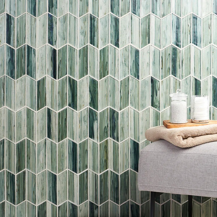 Bond Tile Tara Chevron 11.73 in. x 11.74 in. Molten Glass Mosaic Wall Tile (0.96 Sq. Ft. / Sheet)