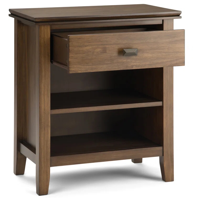 Simpli Home Artisan 24"W Solid Wood Nightstand with Drawer and Shelves