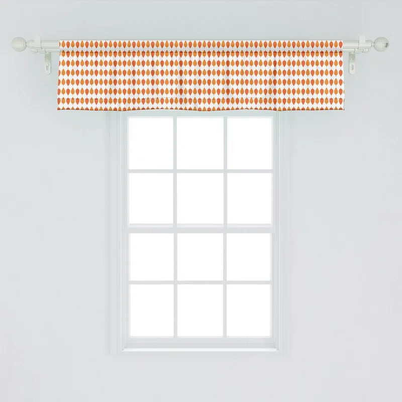 Ambesonne Ambesonne Autumn Valance Pack of 2 Tangerine Tones Leaf Pile  Marigold and Vermilion