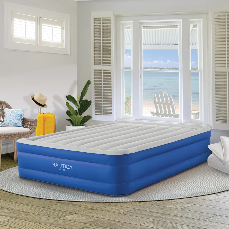 Nautica Nautica PlushAire Inflatable Air Mattress with Anti-leak Built-in Pump and Puncture Resistant Vinyl
