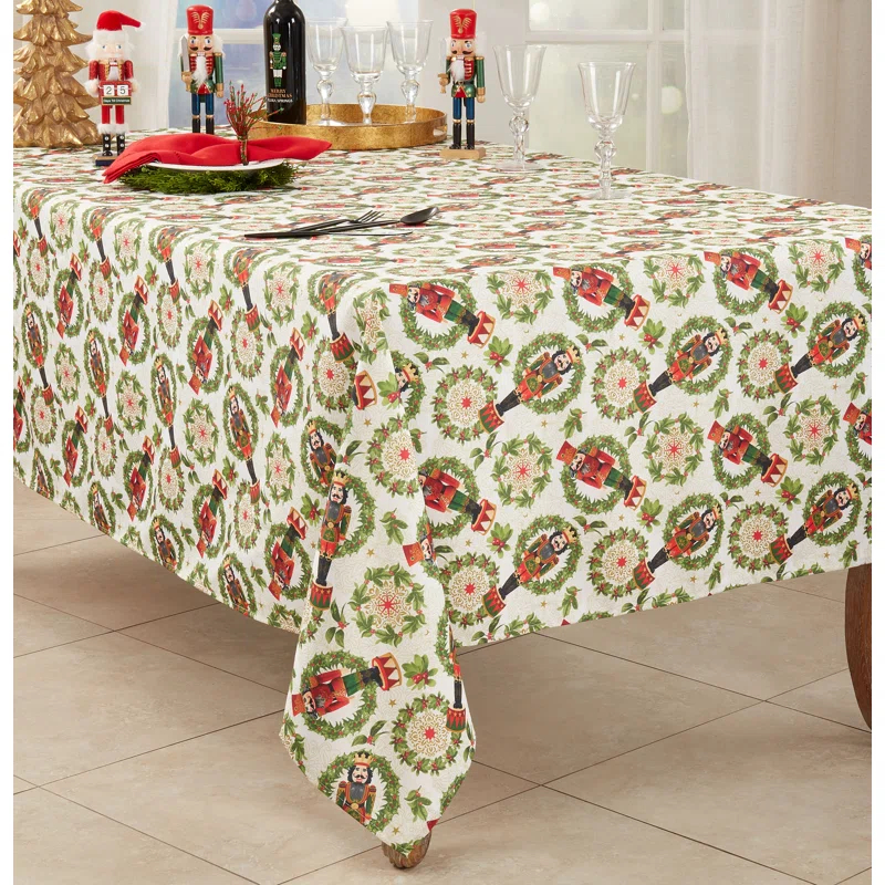Saro Rectangular_Holiday Tablecloth With Nutcracker Design