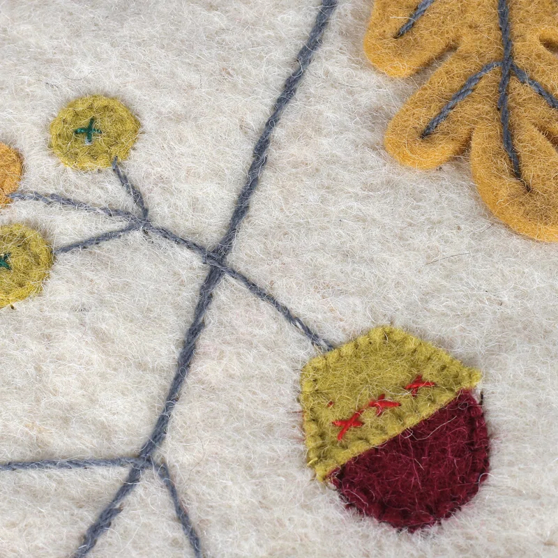 One Allium Way® Handmade Leaves Of The Season Applique Wool Felt Christmas Stocking