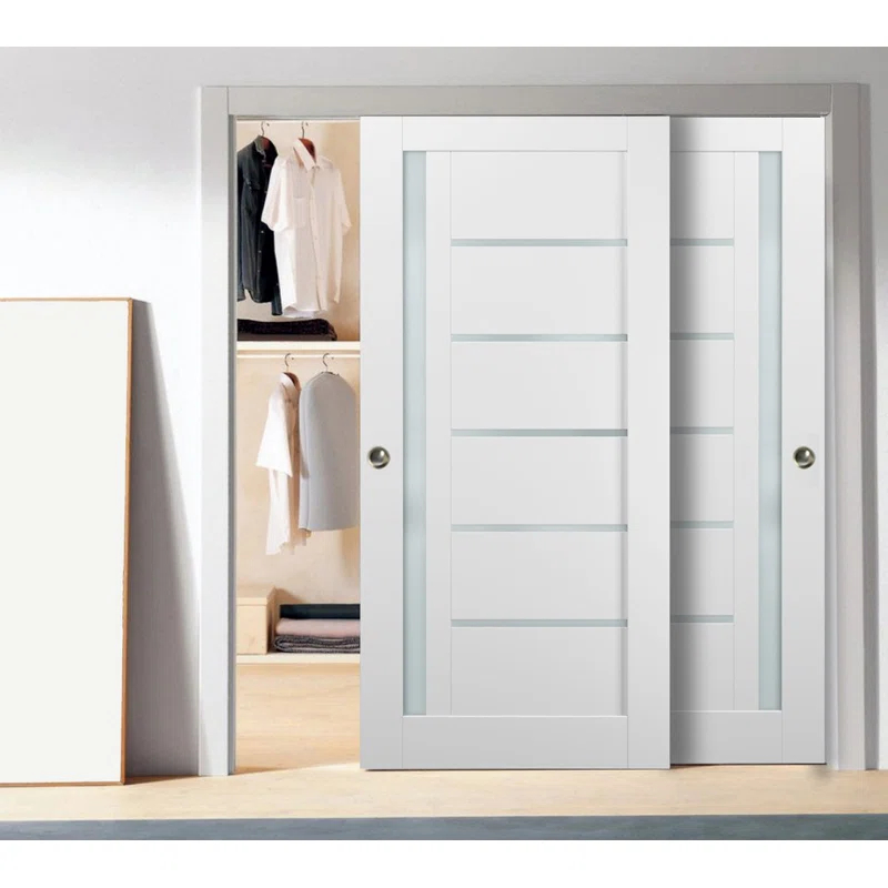 SARTODOORS Quadro Frosted Glass Sliding Closet White Doors
