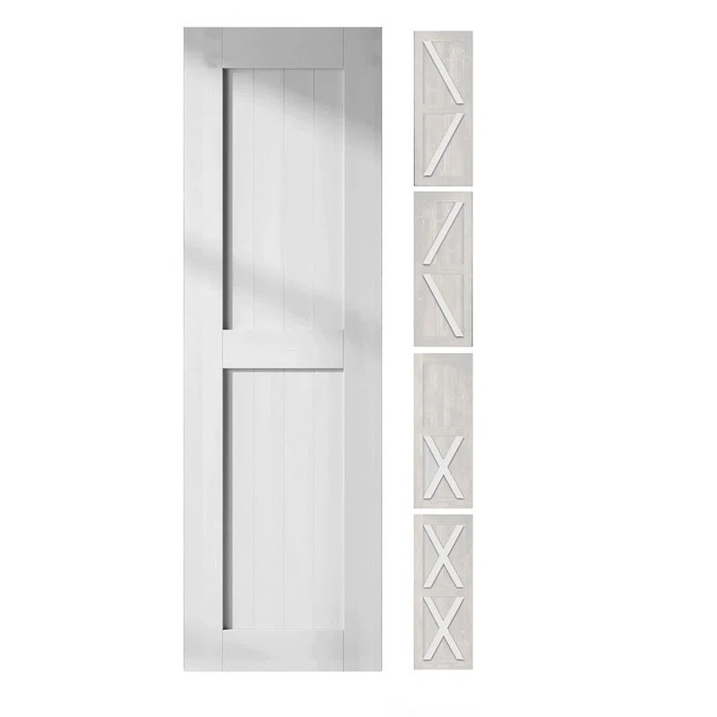 Homacer 80'' Solid Wood Barn Doors Semi-Gloss without Installation Hardware Kit Barn Door