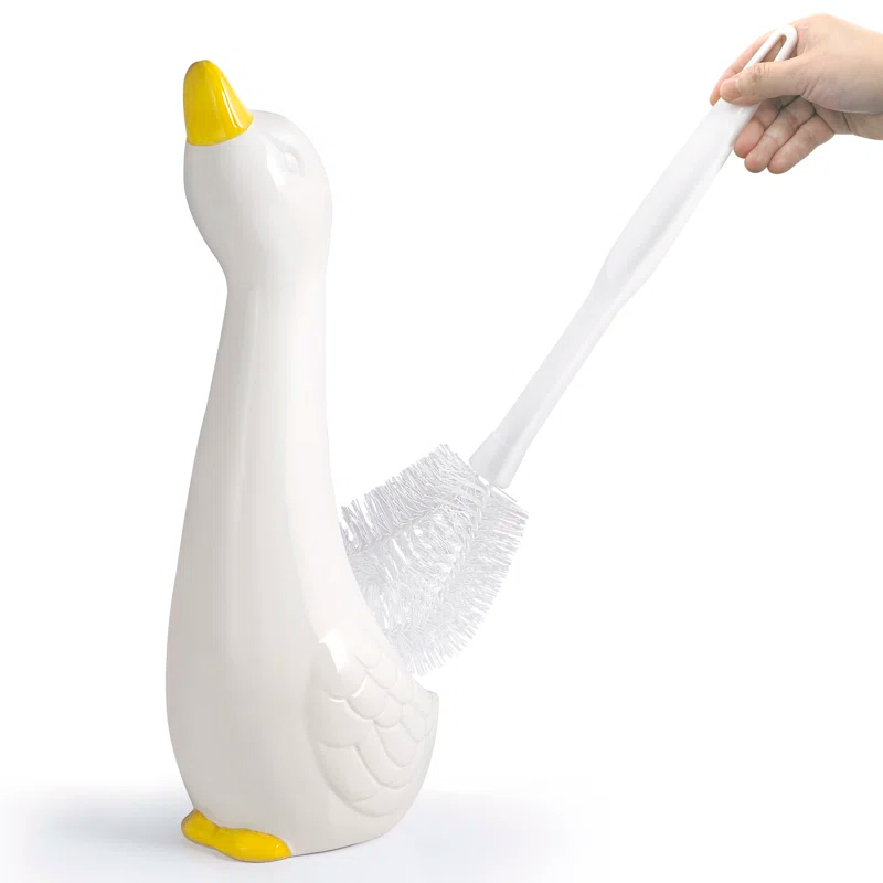 Duck Ceramic Toilet Brush And Holder by Allure Home Creation