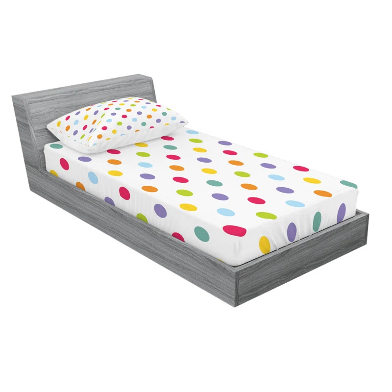 Ambesonne Microfiber Polka Dots Sheet Set