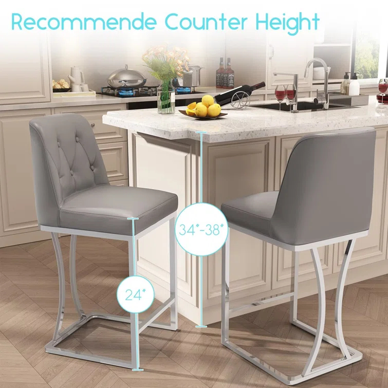 Mercer41 24" Counter Height Bar Stools with Back Kitchen Island Stools