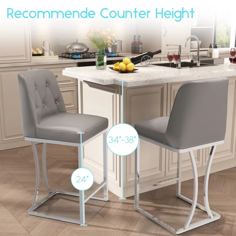 Mercer41 24" Counter Height Bar Stools with Back Kitchen Island Stools