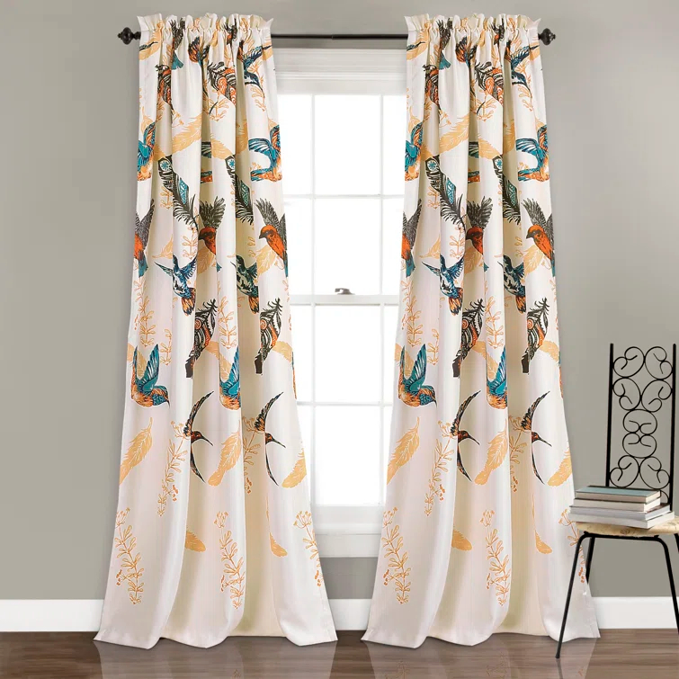 Lush Decor Bird Breeze Polyester Room Darkening Curtain Pair (Set of 2)