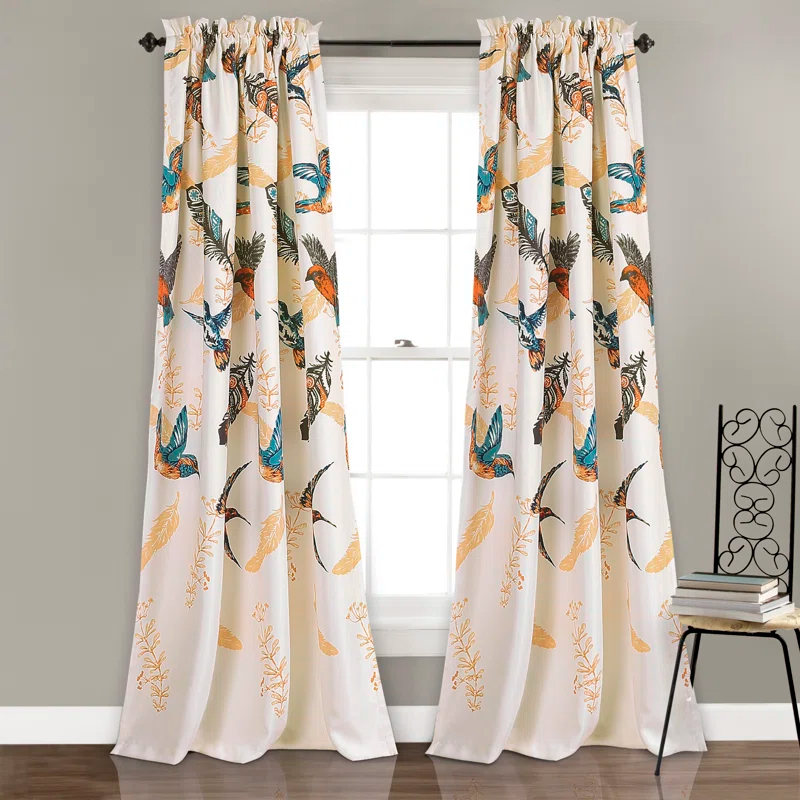 Lush Decor Bird Breeze Polyester Room Darkening Curtain Pair (Set of 2)