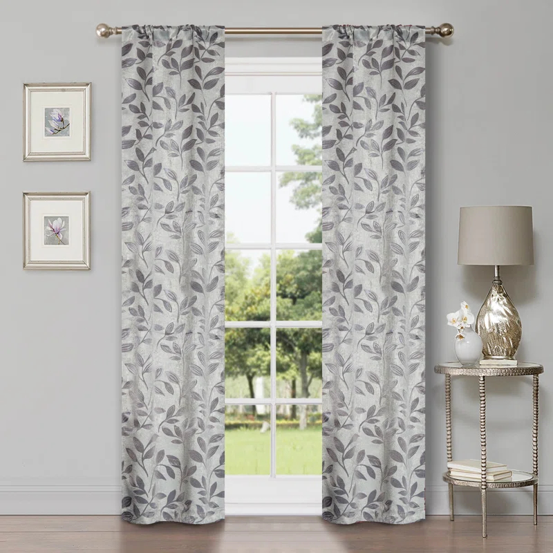 Superior Modern Bohemian Leaves Polyester Machine Washable Room Darkening Blackout Curtains by Superior (Set of 2)
