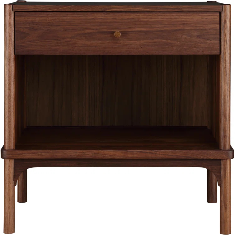 Walnut Mid-Century Modern Solid Wood Nightstand