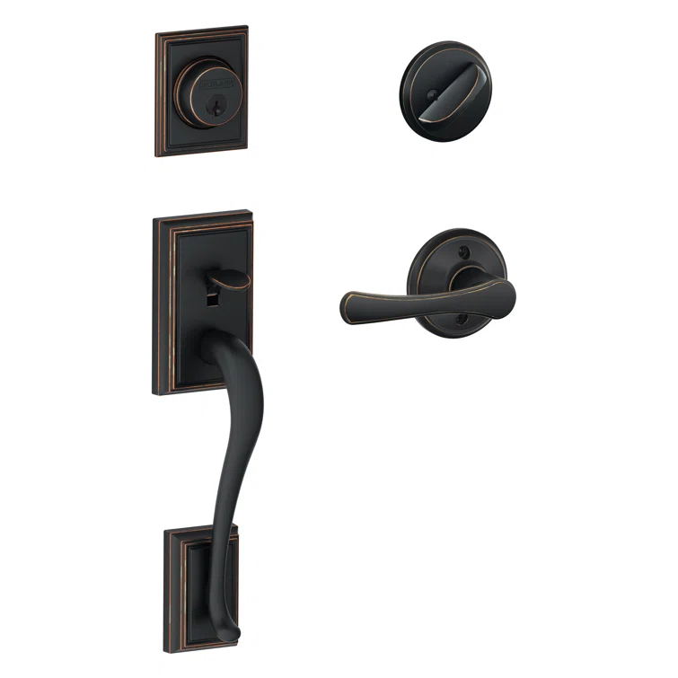 Addison Handleset with Single Cylinder Deadbolt and Accent Door Lever and Rosette