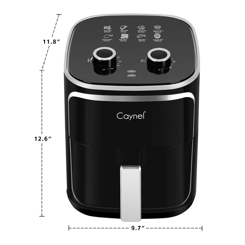 CAYNEL Caynel  Air Fryer Air Fryer Multi-function, 5L Capacity Oilless Hot AirFryer 1400W, Non-Stick Frying Tray Black