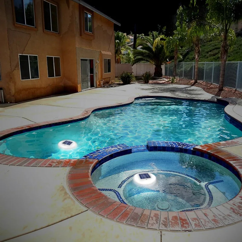 Solar Powered Integrated LED Outdoor Floating Pool Light (Set of 2)