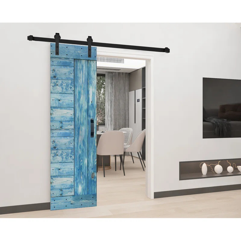 IsLife L Series Paneled Solid Wood Sliding Barn Door with Installation Hardware Kit -Assembly Needed