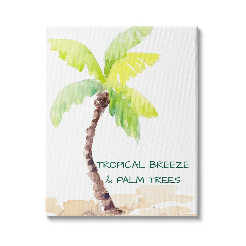 Stupell Industries Tropical Breeze & Palm Trees Phrase Soft Beach Black Framed Giclee Texturized Art By Lanie Loreth