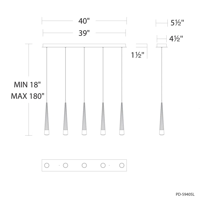Quill Linear 5 - Light LED Pendant