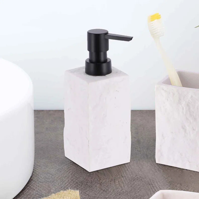 Evideco Stone Bath Square Resin Hand Soap & Lotion Dispenser